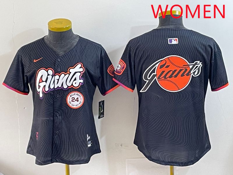 Women San Francisco Giants Blank Black Second generation Joint Name 2025 Nike MLB Jersey style 12->women mlb jersey->Women Jersey